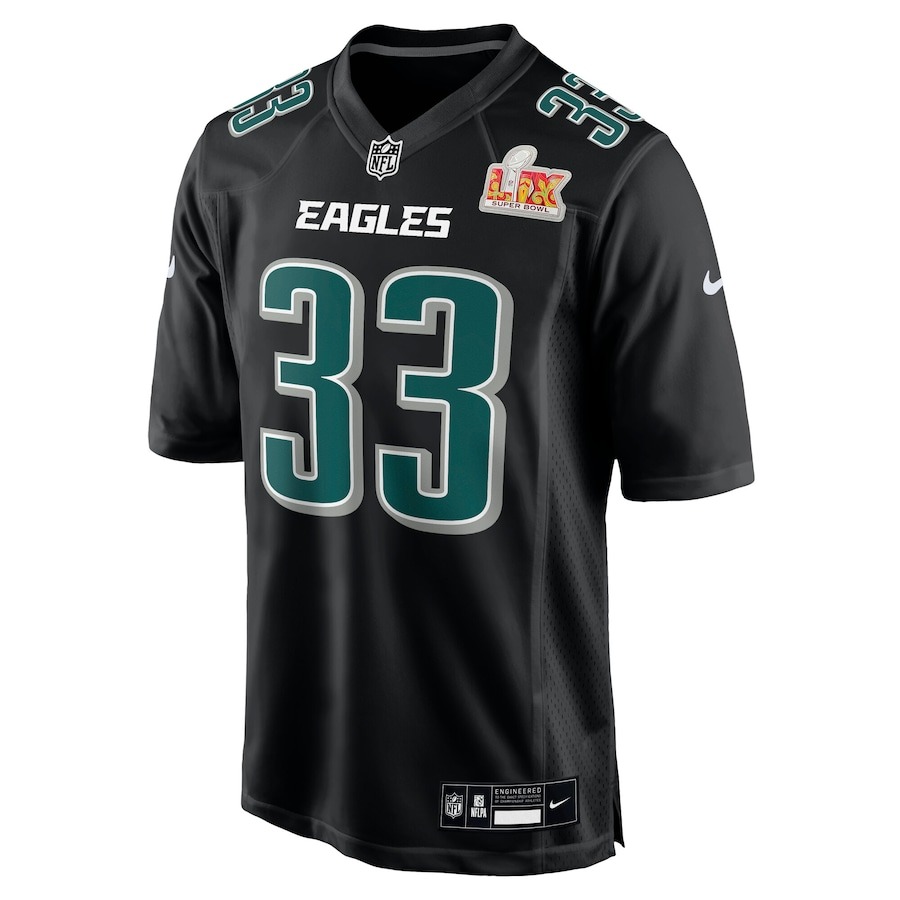 Men's Philadelphia Eagles Cooper DeJean Nike Carbon Black Super Bowl LIX Fashion Game Player Jersey - Puhuasuan
