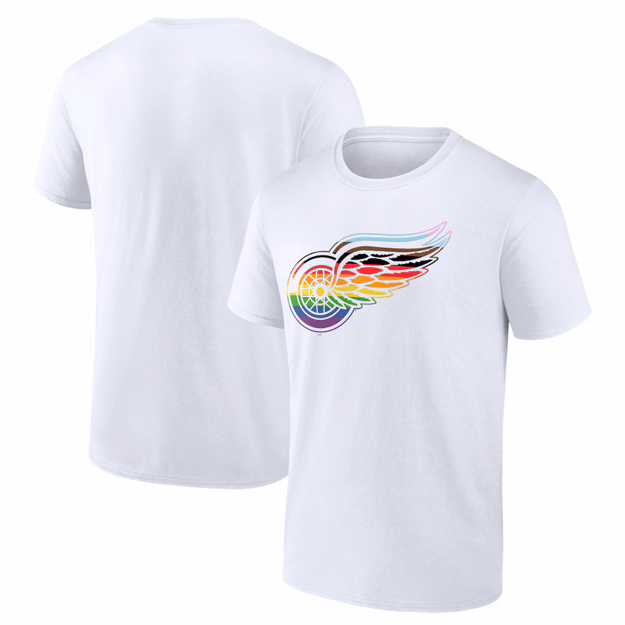 Men's Detroit Red Wings White Team Pride Logo T-Shirt - Puhuasuan