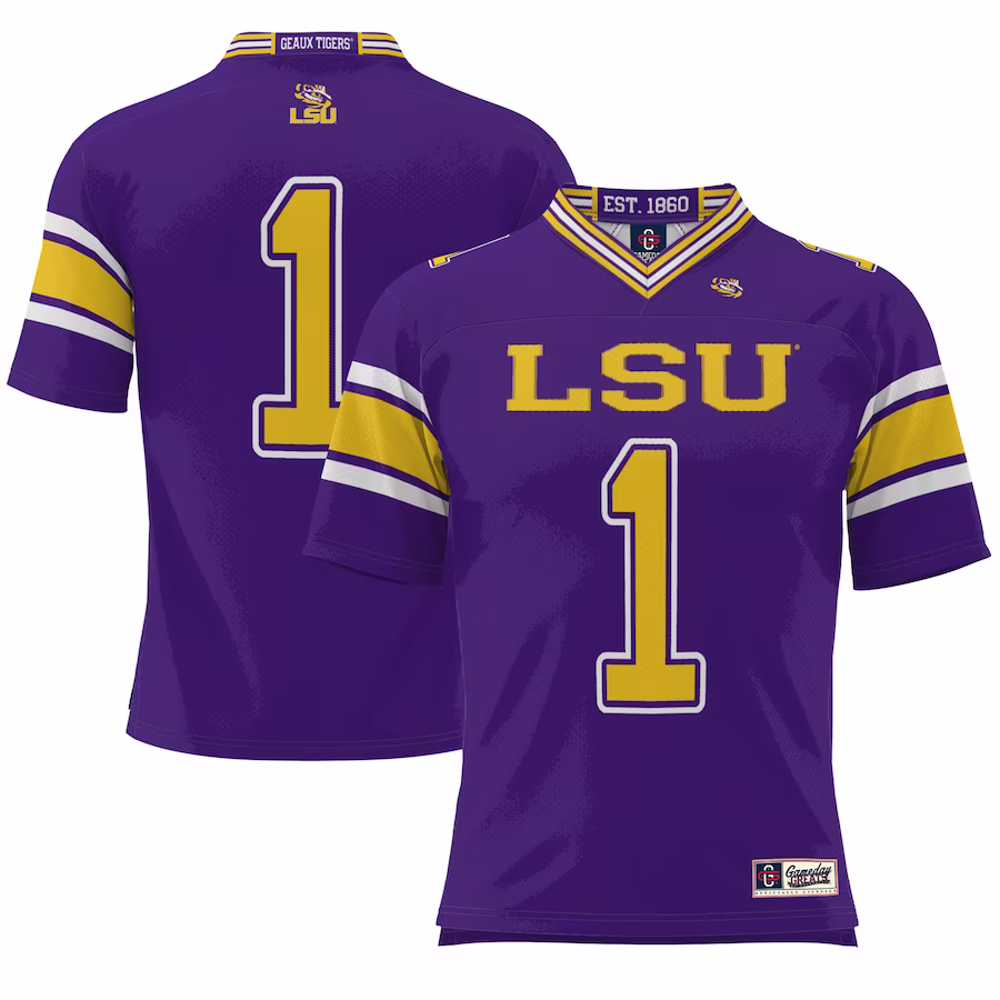 #1 LSU Tigers GameDay Greats Youth Endzone Football Jersey - Purple - Puhuasuan