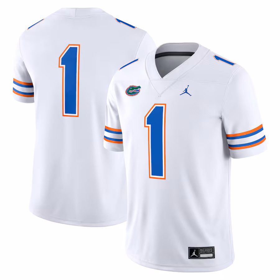 Men's Jordan Brand #1 White Florida Gators Game Jersey - Puhuasuan