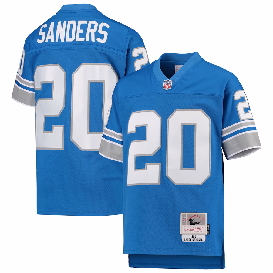 Youth Detroit Lions Barry Sanders Mitchell & Ness Blue 1996 Legacy Retired Player Jersey - Puhuasuan