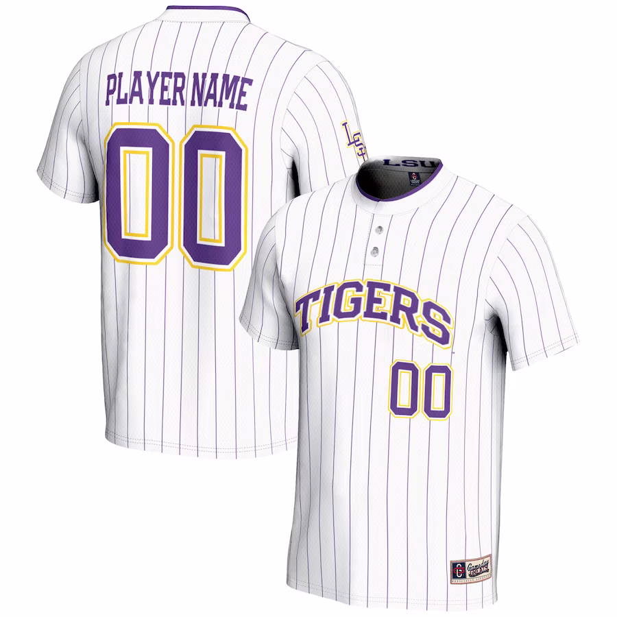 LSU Tigers GameDay Greats Youth NIL Pick-A-Player Lightweight Softball Jersey - White - Puhuasuan