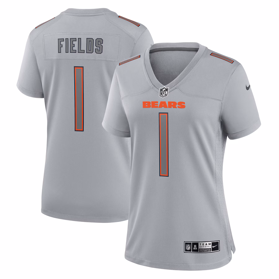 Women's Chicago Bears Justin Fields Nike Gray Atmosphere Fashion Game Jersey - Puhuasuan
