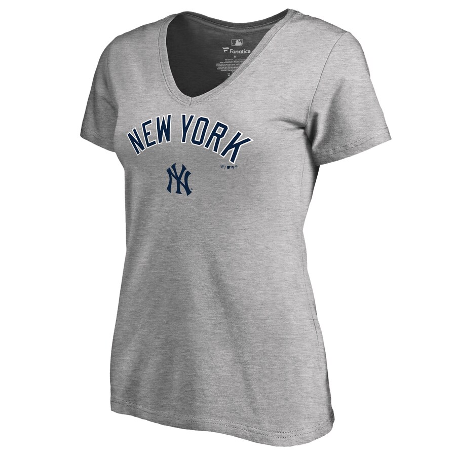 Women's New York Yankees Ash Team Lockup T-Shirt - Puhuasuan