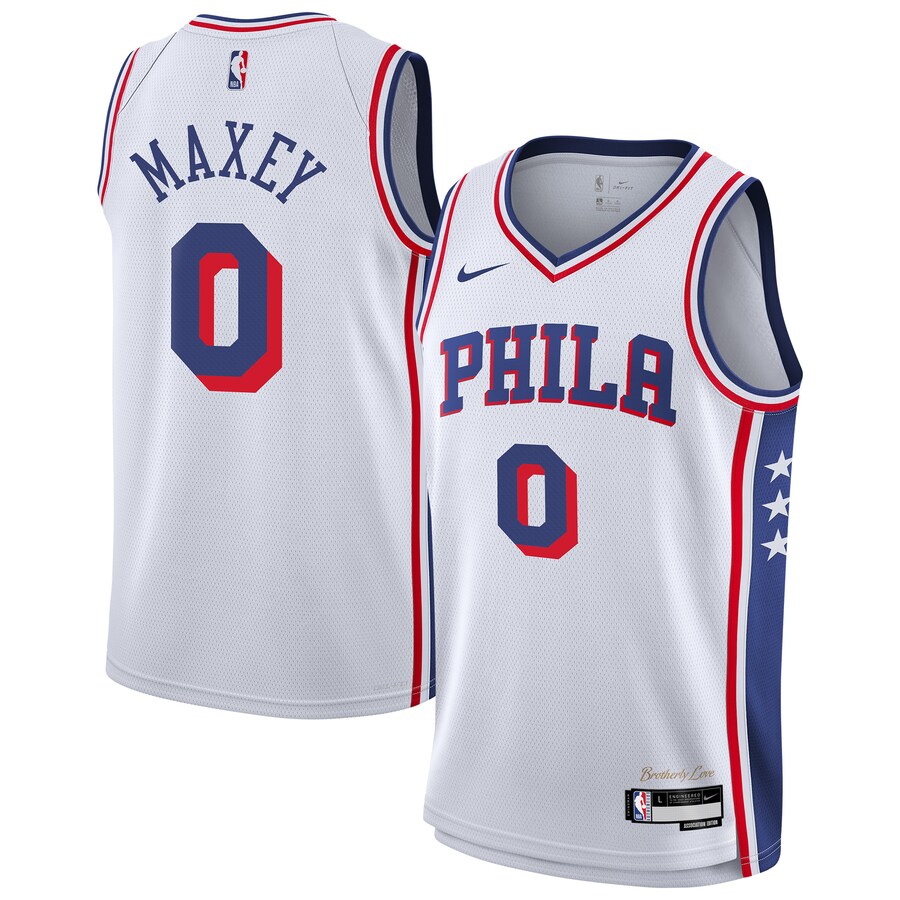 Youth Philadelphia 76ers Tyrese Maxey Nike White Association Swingman Jersey - Puhuasuan