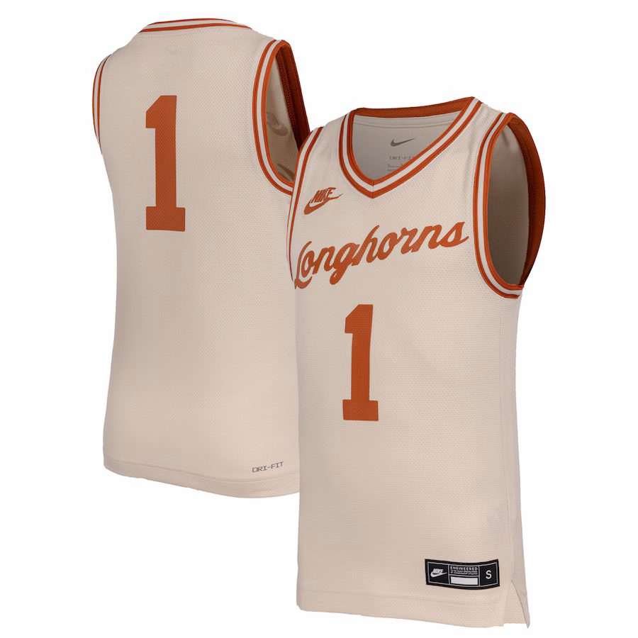 Youth Nike #1 Natural Texas Longhorns Retro Replica Basketball Jersey - Puhuasuan