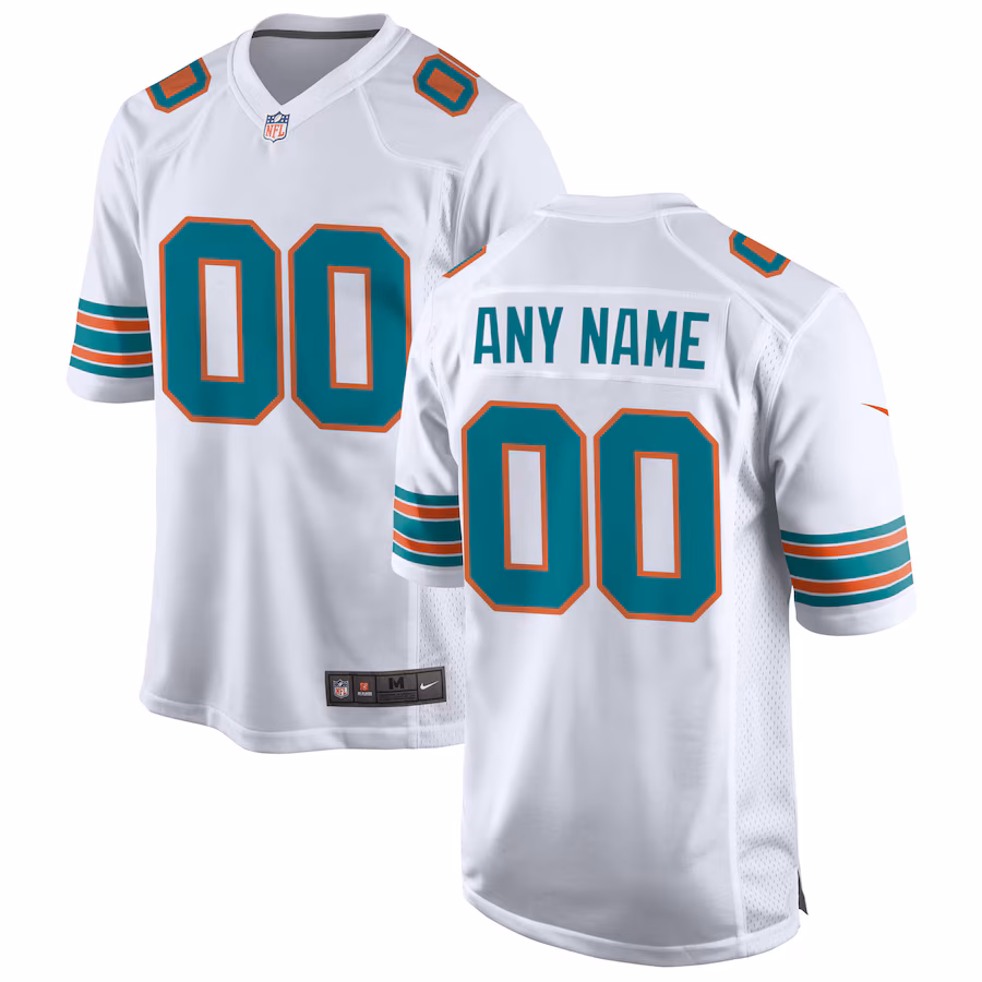 Men's Miami Dolphins Nike White Alternate Custom Game Jersey - Puhuasuan