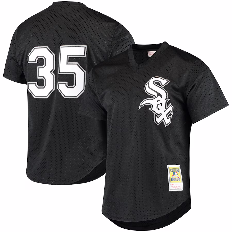 Men's Chicago White Sox Frank Thomas Mitchell & Ness Black Cooperstown Mesh Batting Practice Jersey - Puhuasuan