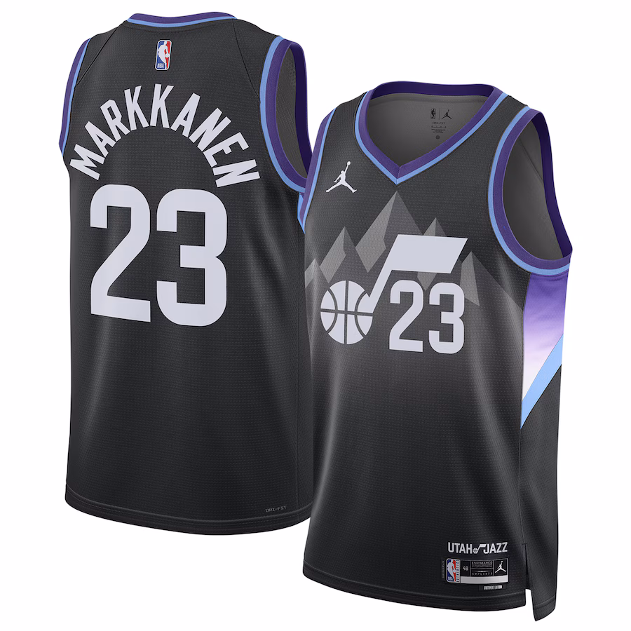 Unisex Utah Jazz Lauri Markkanen Jordan Brand Black 2024/25 Swingman Jersey - Statement Edition - Puhuasuan