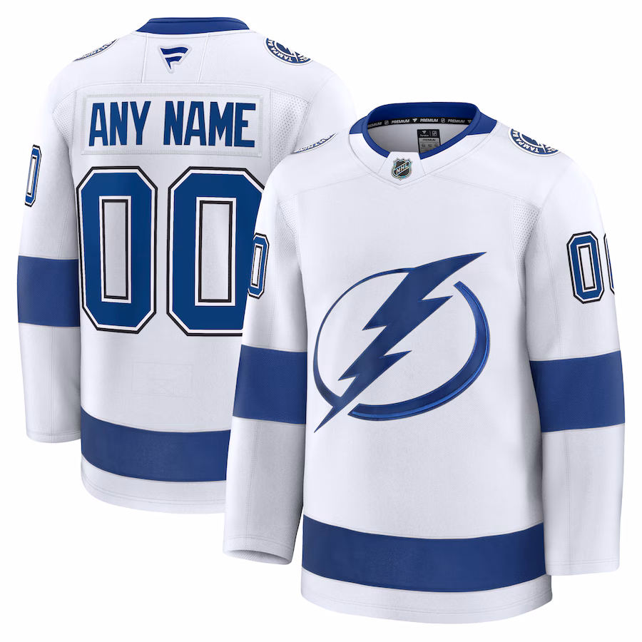 Men's Tampa Bay Lightning Fanatics White Away Premium Custom Jersey - Puhuasuan