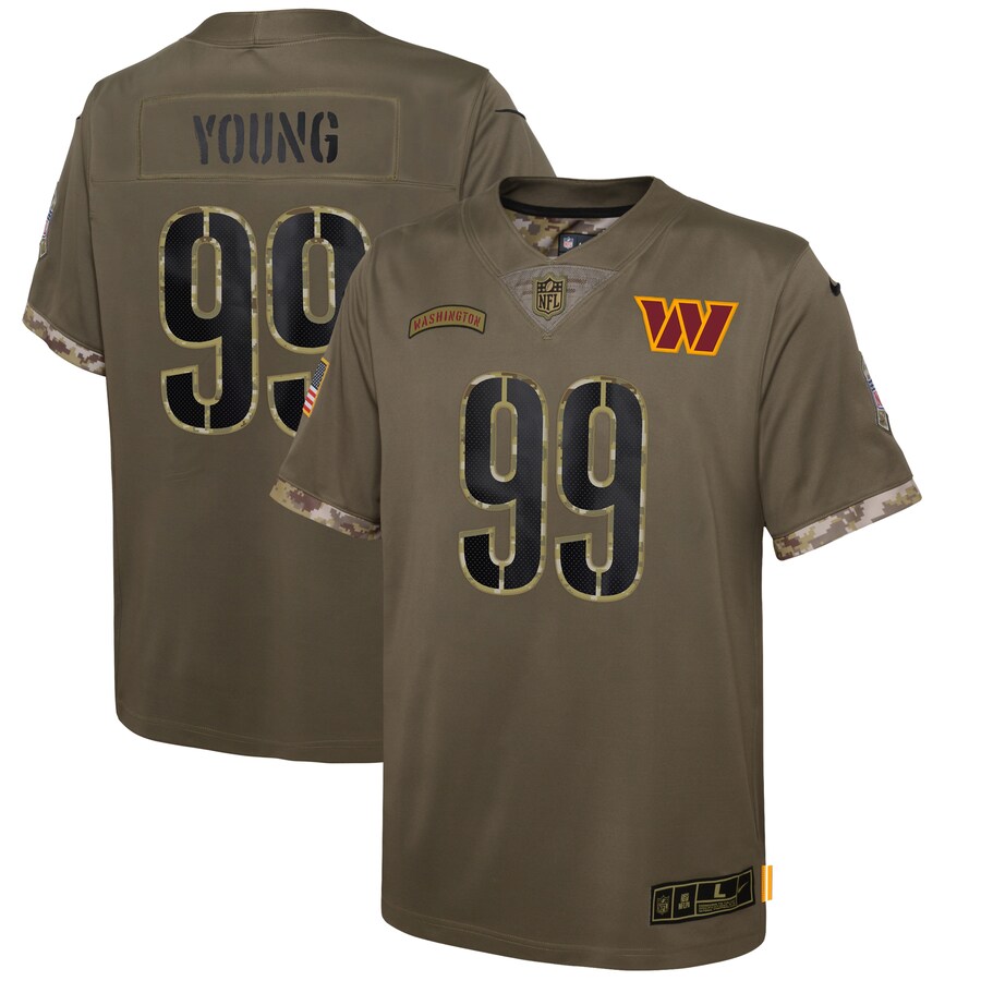 Youth Washington Commanders Chase Young Nike Olive 2022 Salute To Service Player Limited Jersey - Puhuasuan