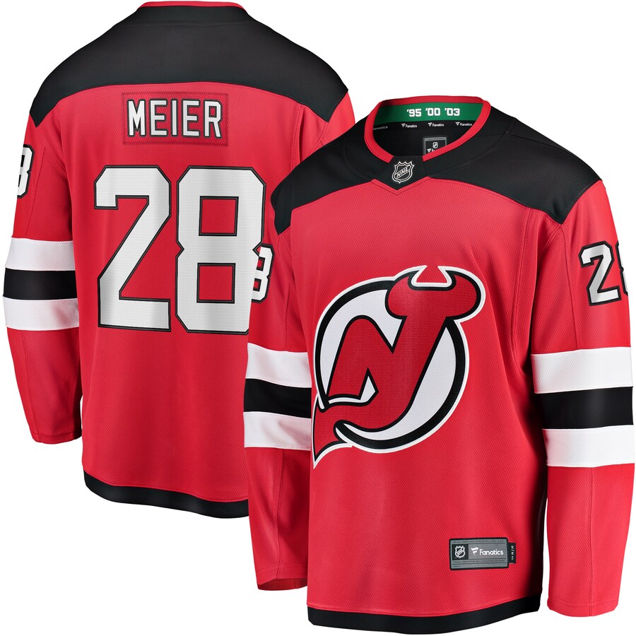 Men's New Jersey Devils Timo Meier Fanatics Branded Red Home Breakaway Jersey - Puhuasuan