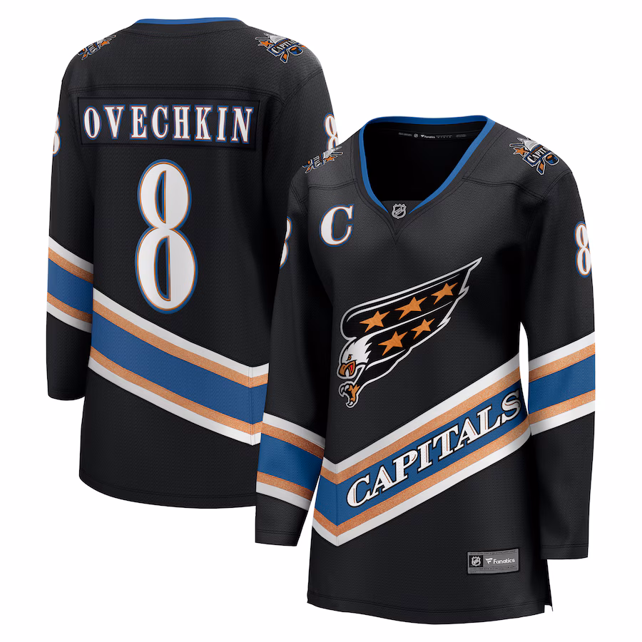 Women's Washington Capitals Alexander Ovechkin Fanatics Black Alternate 50th Anniversary Premier Breakaway Player Jersey - Puhuasuan