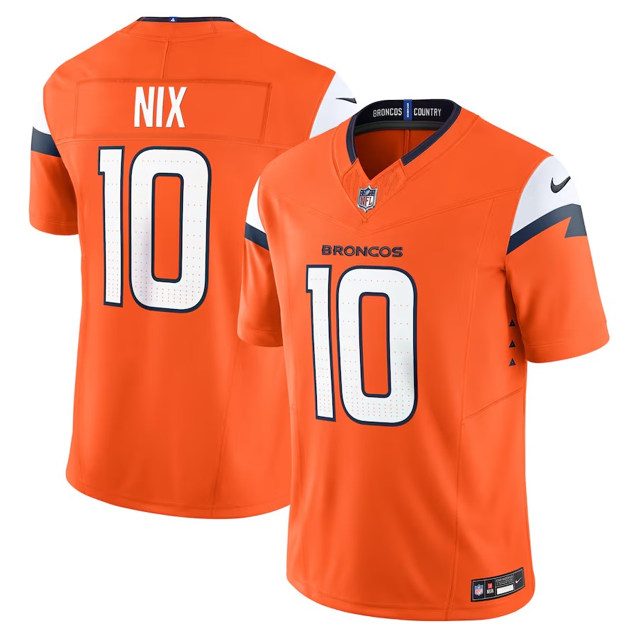 Men's Denver Broncos Bo Nix Nike Orange Vapor F.U.S.E. Limited Jersey - Puhuasuan