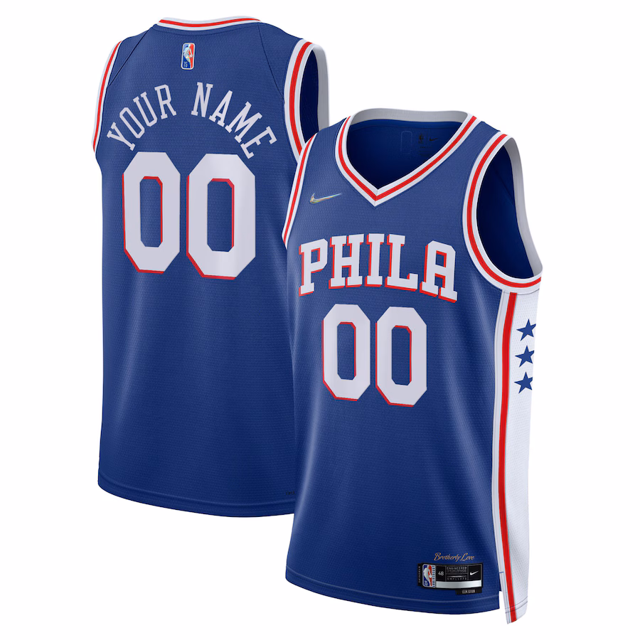 Men's Philadelphia 76ers Nike Royal 2021/22 Diamond Swingman Custom Jersey - Icon Edition - Puhuasuan