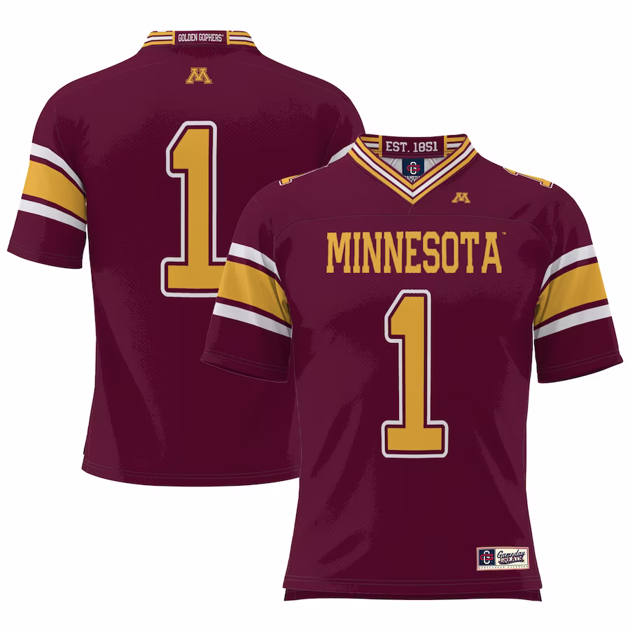 #1 Minnesota Golden Gophers GameDay Greats Football Jersey �?Maroon - Puhuasuan