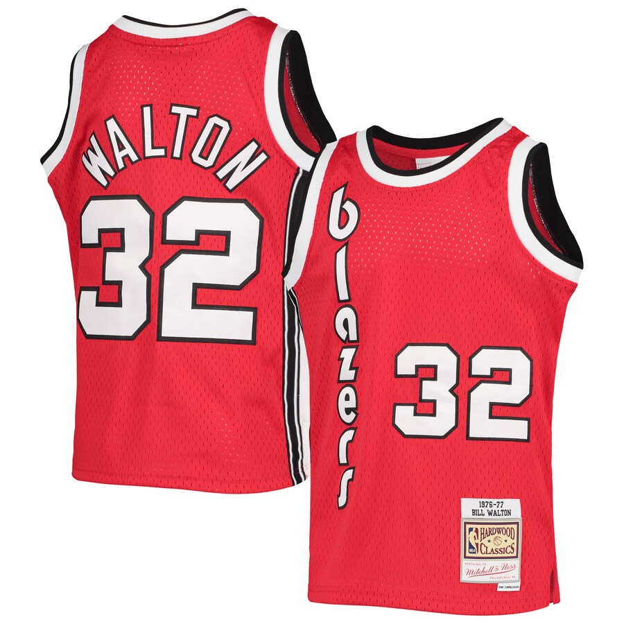 Youth Portland Trail Blazers Bill Walton Mitchell & Ness Black 1976/77 Hardwood Classics Swingman Jersey - Puhuasuan