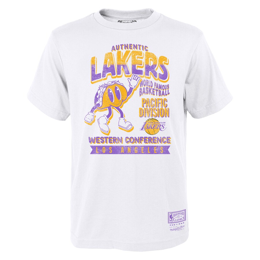 Youth Los Angeles Lakers Mitchell & Ness White Concession Food Character T-Shirt - Puhuasuan