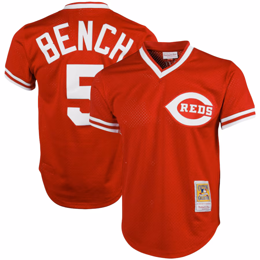 Men's Cincinnati Reds Johnny Bench Mitchell & Ness Red Cooperstown Collection Big & Tall Mesh Batting Practice Jersey - Puhuasuan