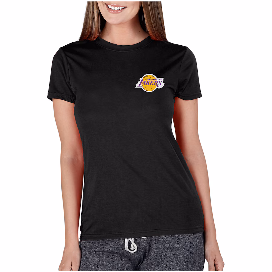 Women's Los Angeles Lakers Concepts Sport Black Marathon Knit T-Shirt - Puhuasuan
