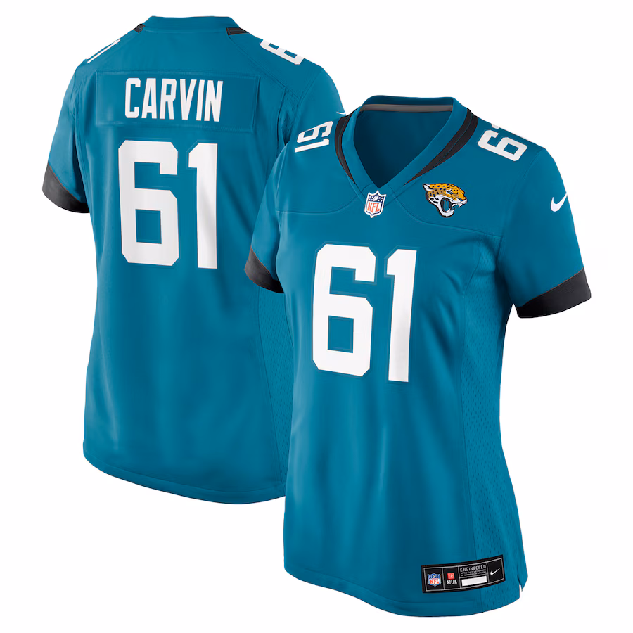 Women's Jacksonville Jaguars Jerome Carvin Nike Teal Game Jersey - Puhuasuan