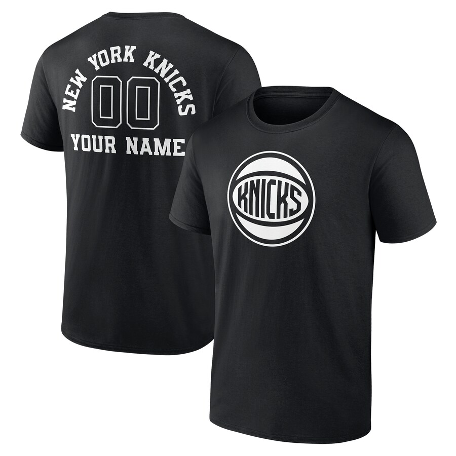 Men's New York Knicks Black Personalized Name & Number Monochrome T-Shirt - Puhuasuan