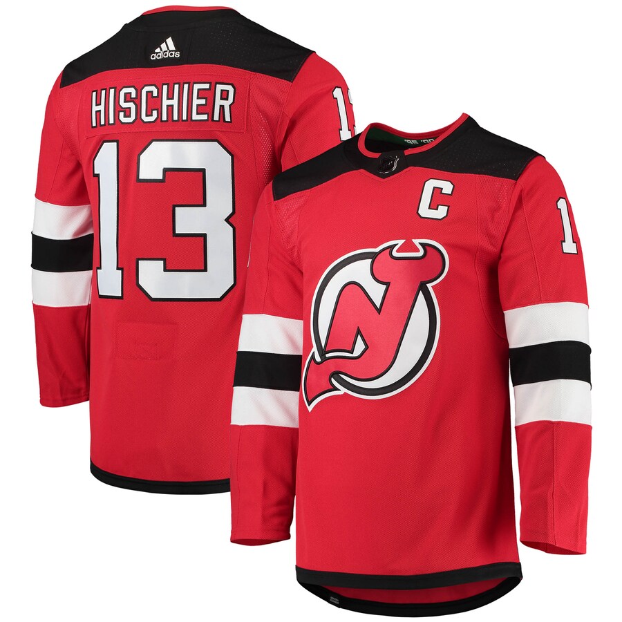 Men's New Jersey Devils Nico Hischier adidas Red Home Primegreen Authentic Pro Player Jersey - Puhuasuan