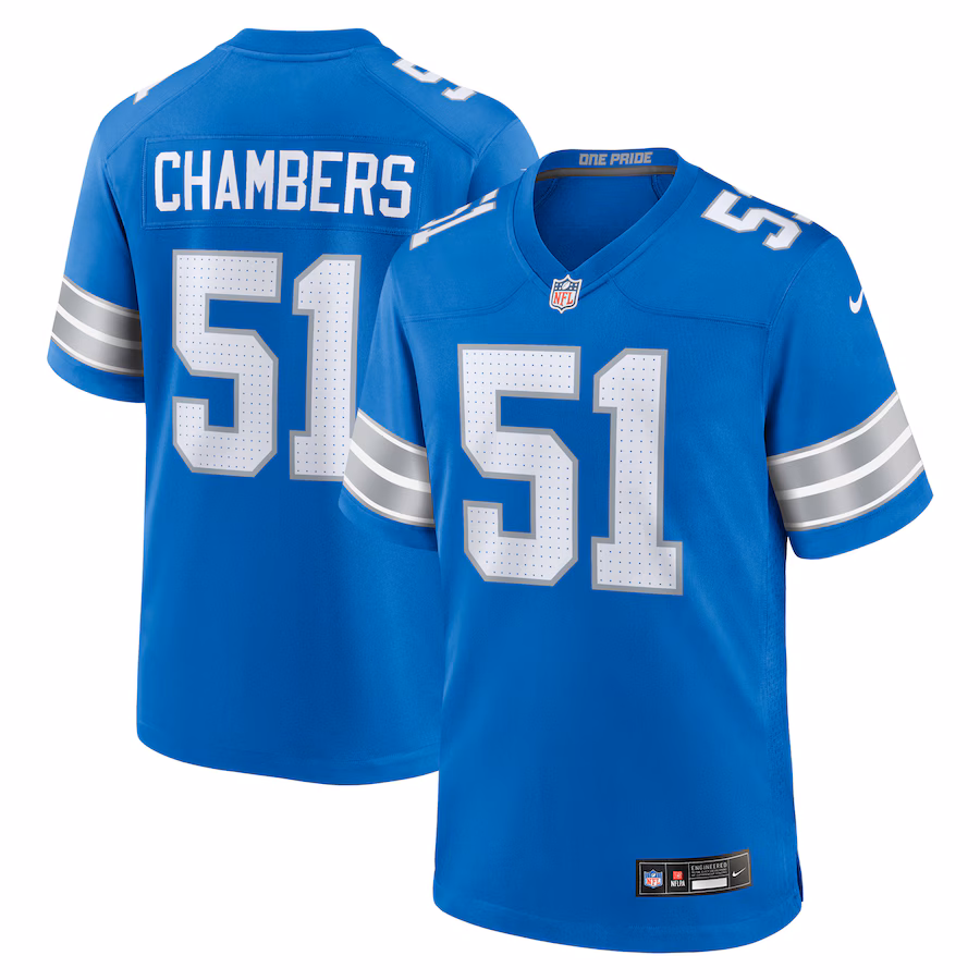 Men's Detroit Lions Steele Chambers Nike  Blue Game Jersey - Puhuasuan