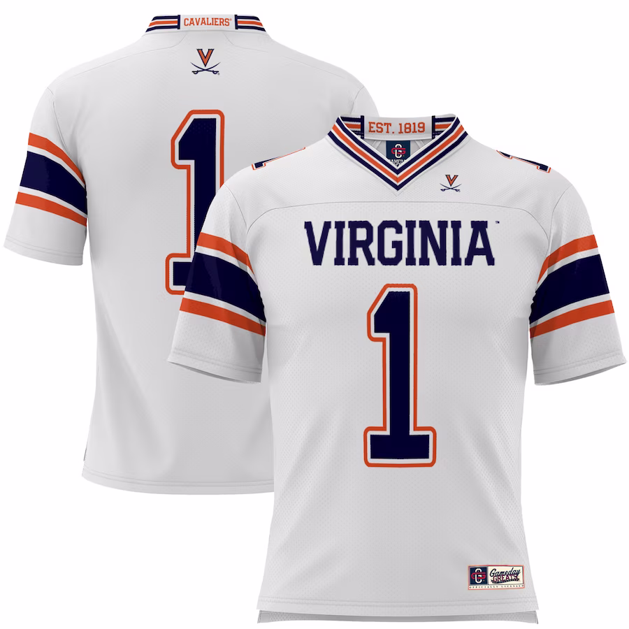 #1 Virginia Cavaliers GameDay Greats Football Jersey - White - Puhuasuan