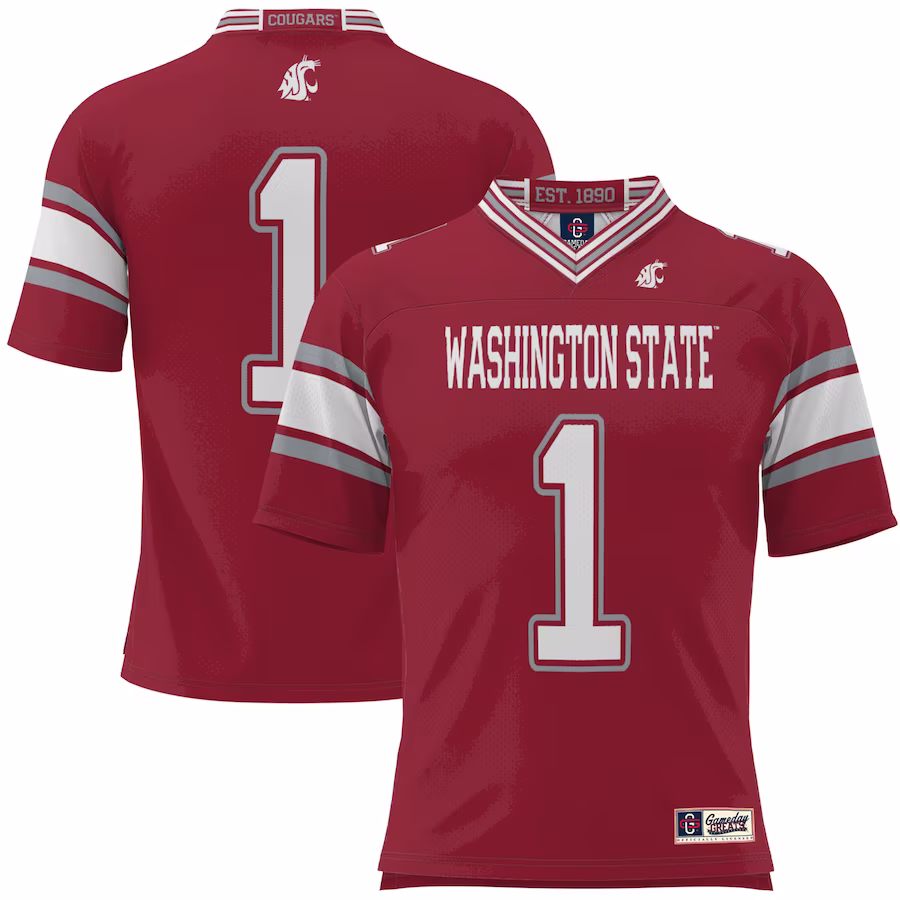 #1 Washington State Cougars GameDay Greats Youth Football Jersey - Crimson - Puhuasuan