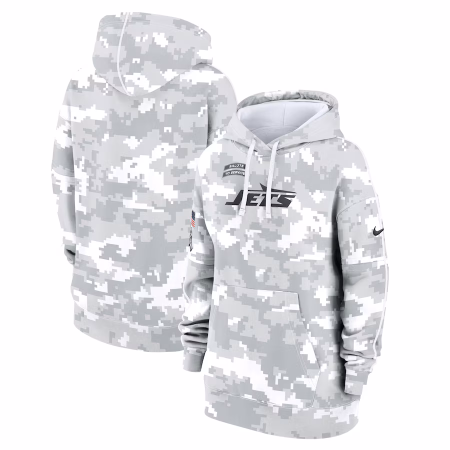 Women's New York Jets Nike Arctic Camo 2024 Salute To Service Club Fleece Pullover Hoodie - Puhuasuan