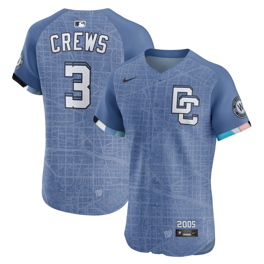 Men's Washington Nationals Dylan Crews Nike Blue 2025 City Connect Elite Jersey - Puhuasuan