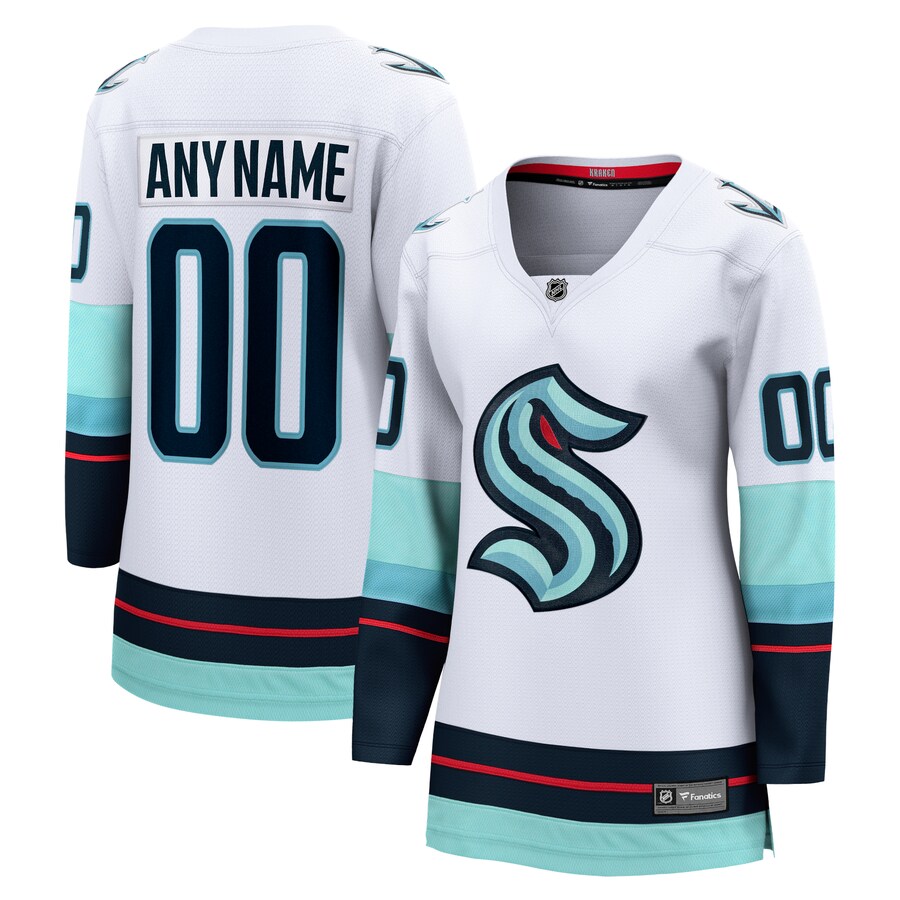 Women's Seattle Kraken Fanatics Branded White Away Breakaway Custom Jersey - Puhuasuan