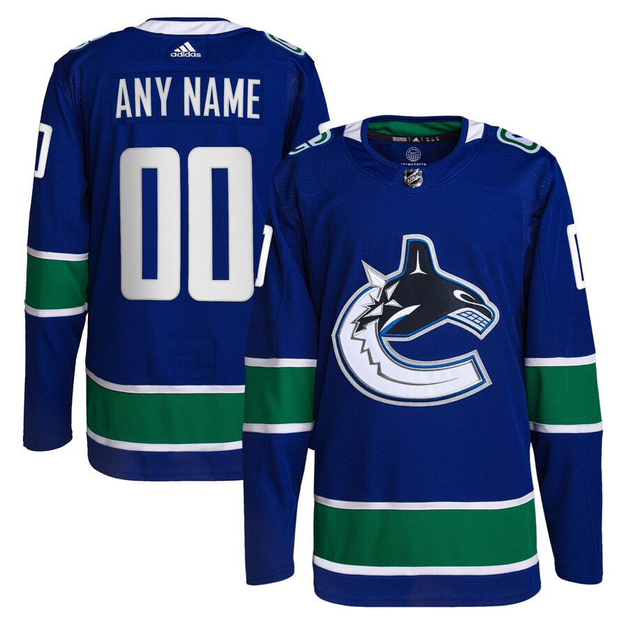 Men's Vancouver Canucks adidas Royal Home Primegreen Authentic Pro Custom Jersey - Puhuasuan