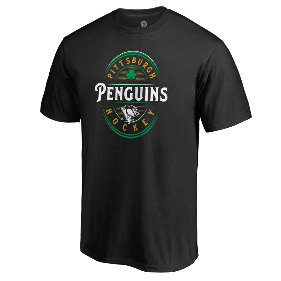 Men's Pittsburgh Penguins Black St. Patrick's Day Forever Lucky T-Shirt - Puhuasuan