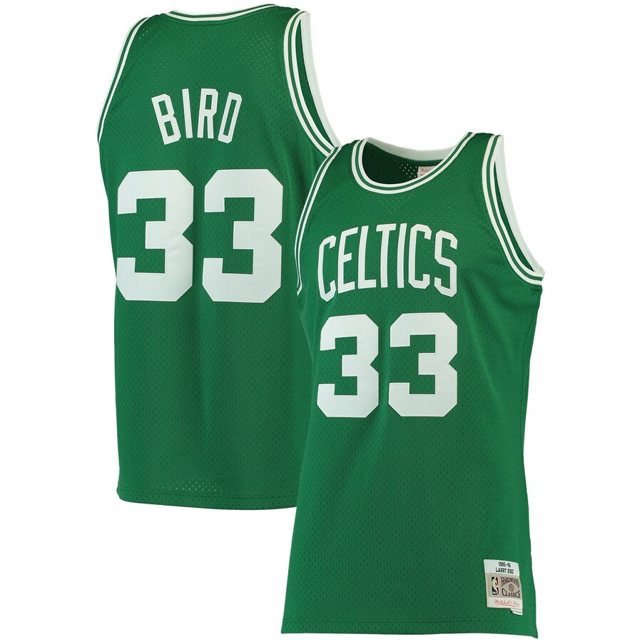 Men's Boston Celtics Larry Bird Mitchell & Ness Kelly Green 1985/86 Big & Tall Hardwood Classics Swingman Jersey - Puhuasuan
