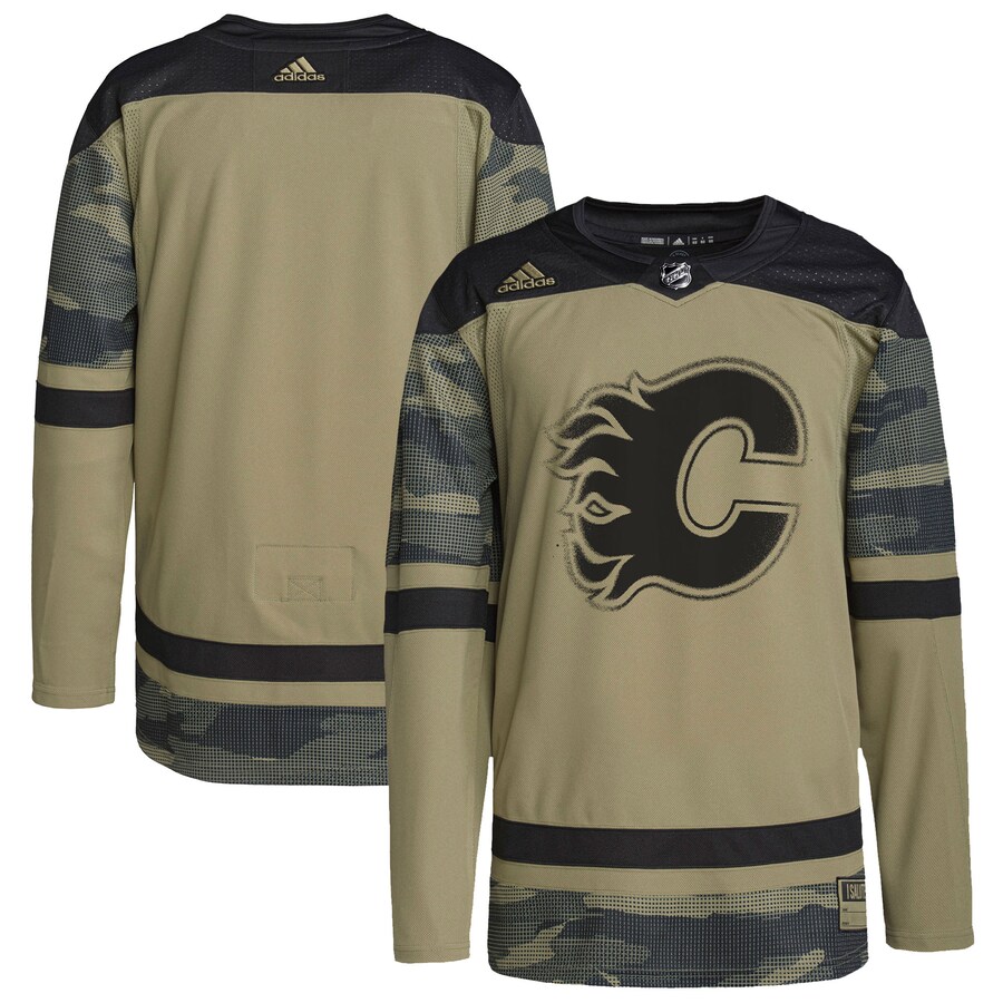 Calgary Flames adidas Camo Logo Military Appreciation Team Authentic Practice Jersey - Puhuasuan