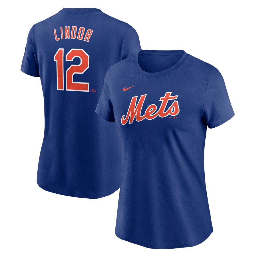 Women's New York Mets Francisco Lindor Nike Royal Fuse Name & Number T-Shirt - Puhuasuan