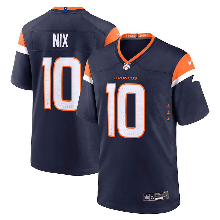 Youth Denver Broncos Bo Nix Nike Navy Alternate Game Jersey - Puhuasuan