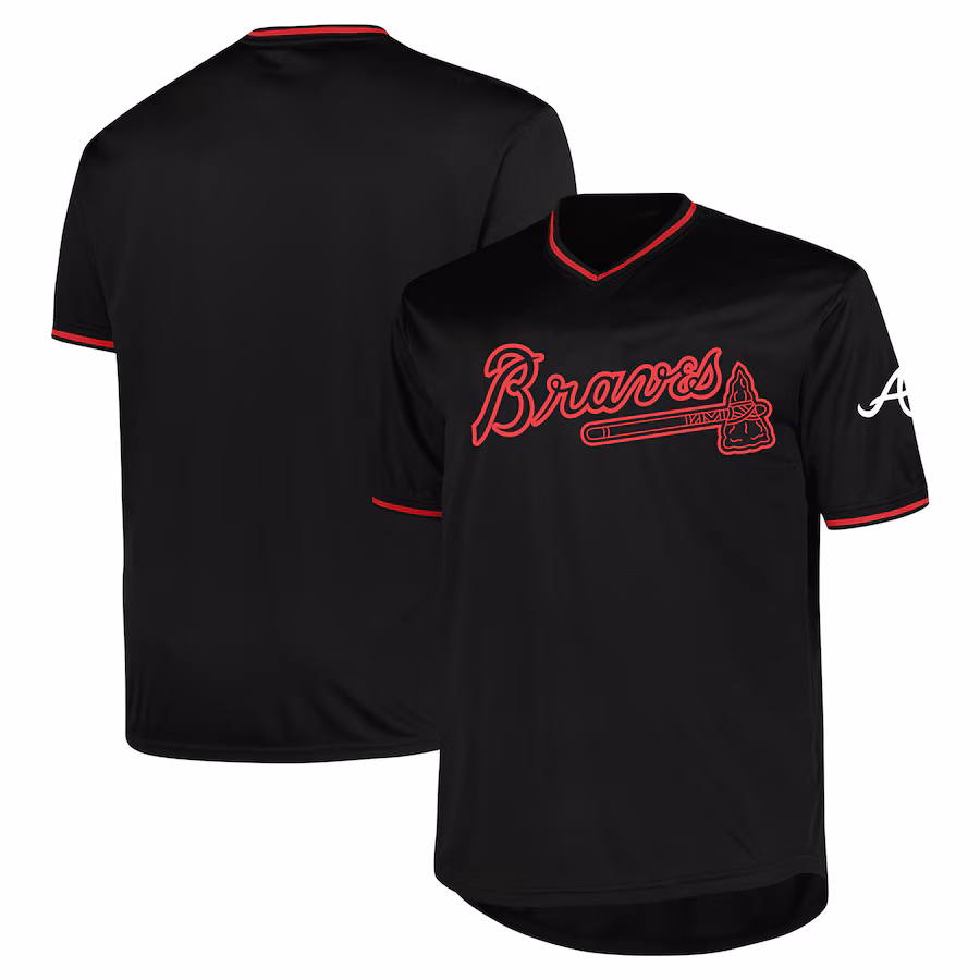 Men's Atlanta Braves Profile Black Big & Tall Pop Fashion Jersey - Puhuasuan