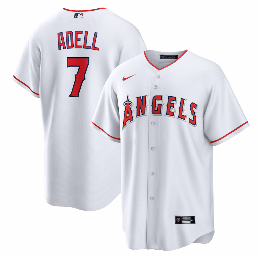 Men's Los Angeles Angels Jo Adell Nike White Home Replica Jersey - Puhuasuan