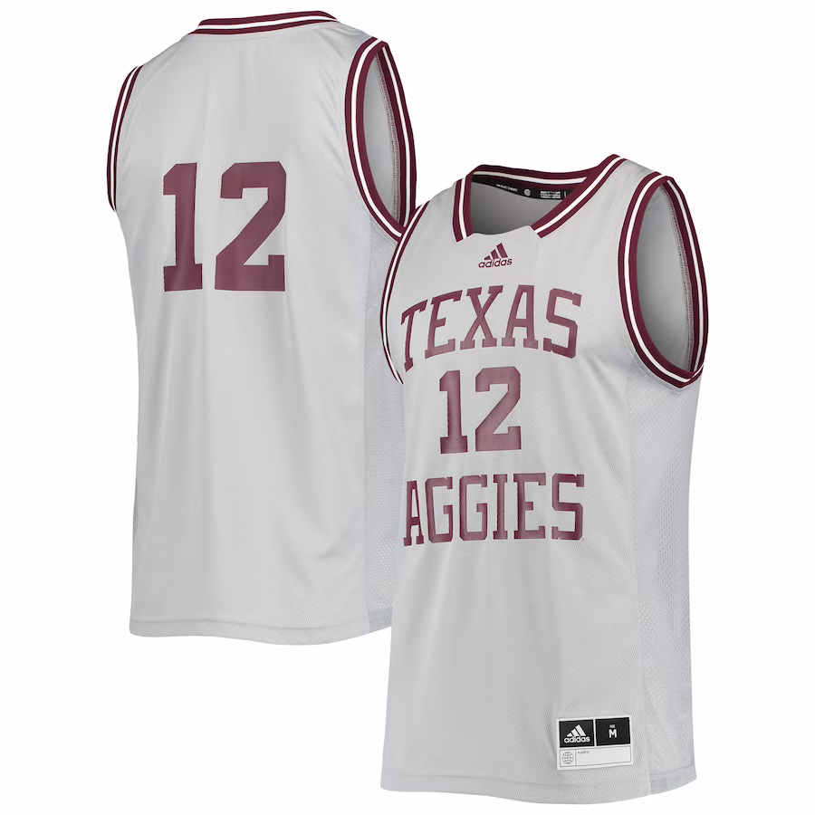 #12 Texas A&M Aggies adidas Reverse Retro Jersey - Gray - Puhuasuan