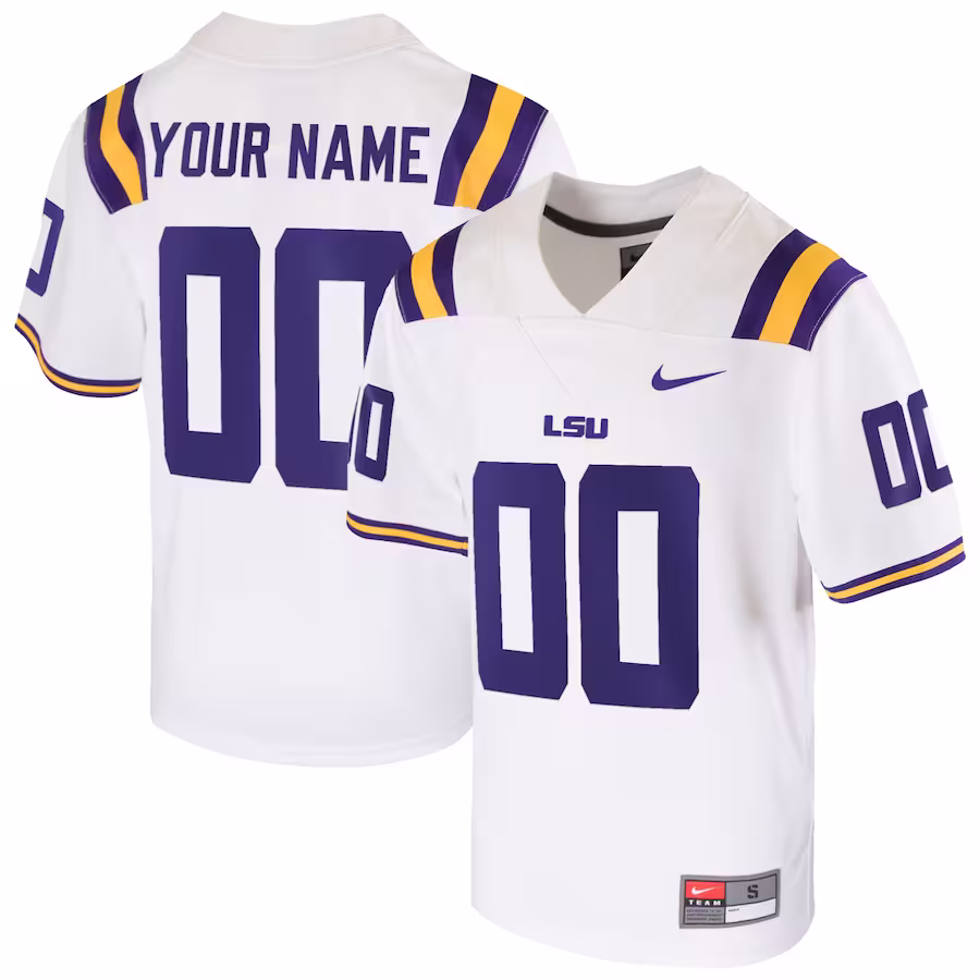 LSU Tigers Nike Youth  Custom Football Game Jersey?�C White - Puhuasuan