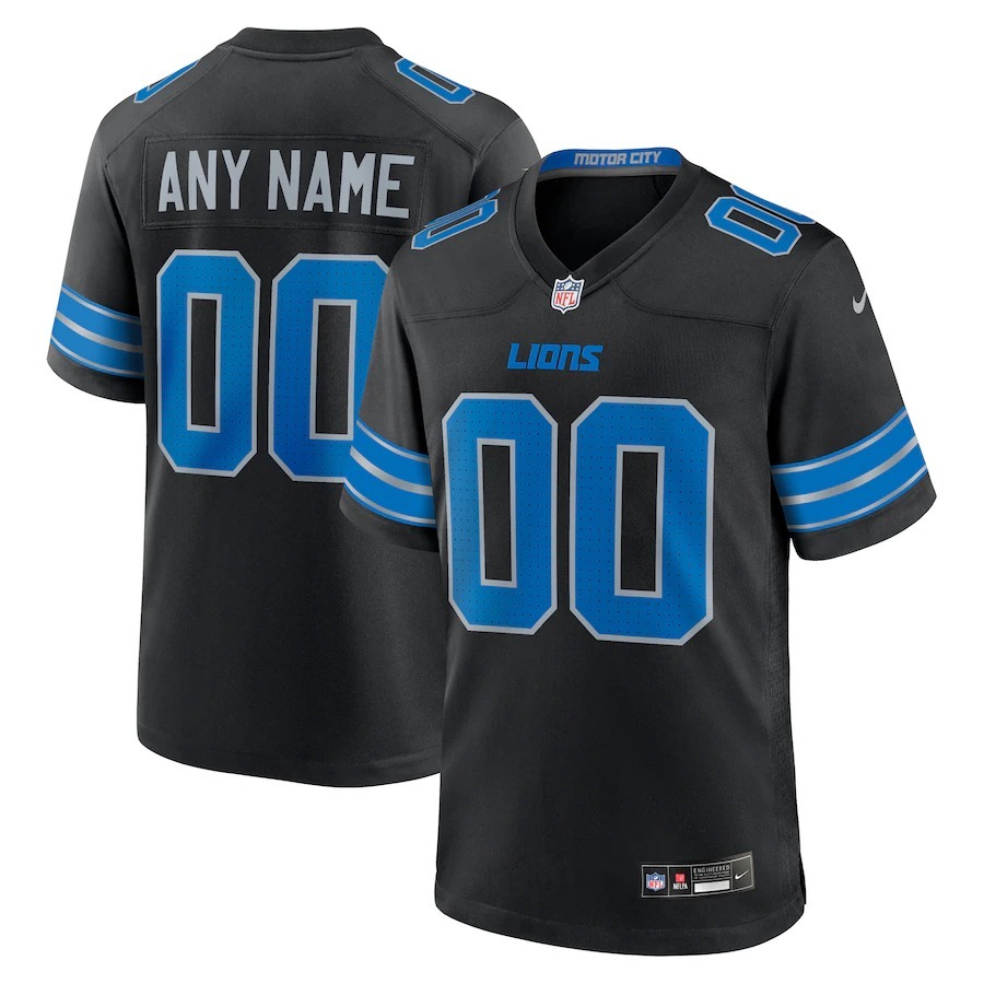 Men's Detroit Lions  Nike Black Alternate Custom Game Jersey - Puhuasuan