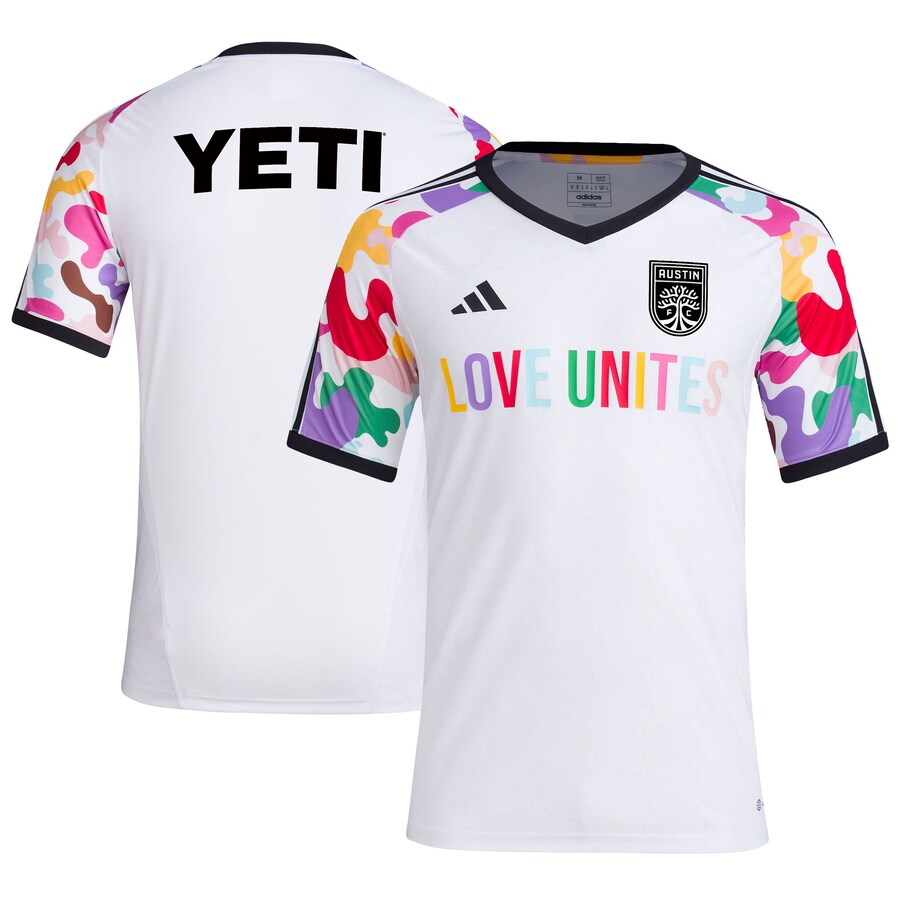 Men's Austin FC  adidas White 2023 Pride Pre-Match Top - Puhuasuan
