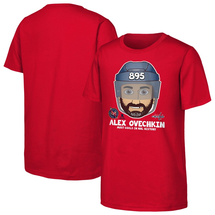 Youth Washington Capitals Alexander Ovechkin Red NHL All-Time Leading Goal Scorer Emoji T-Shirt - Puhuasuan