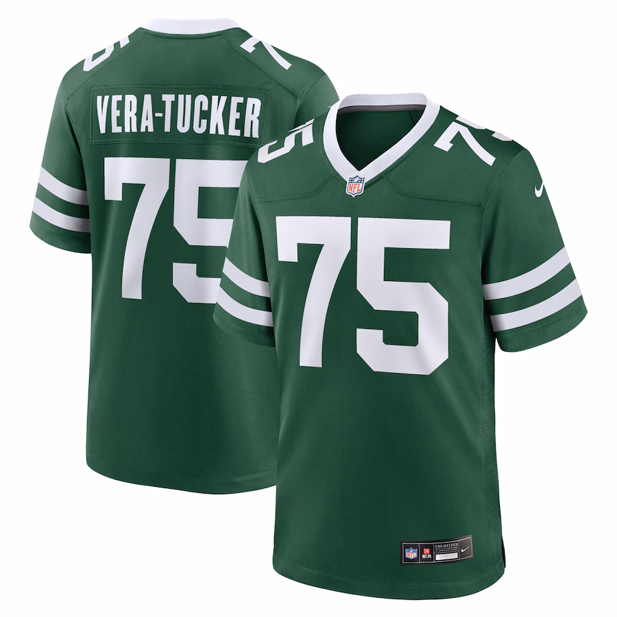 Men's New York Jets Alijah Vera-Tucker Nike Legacy Green Team Game Jersey - Puhuasuan