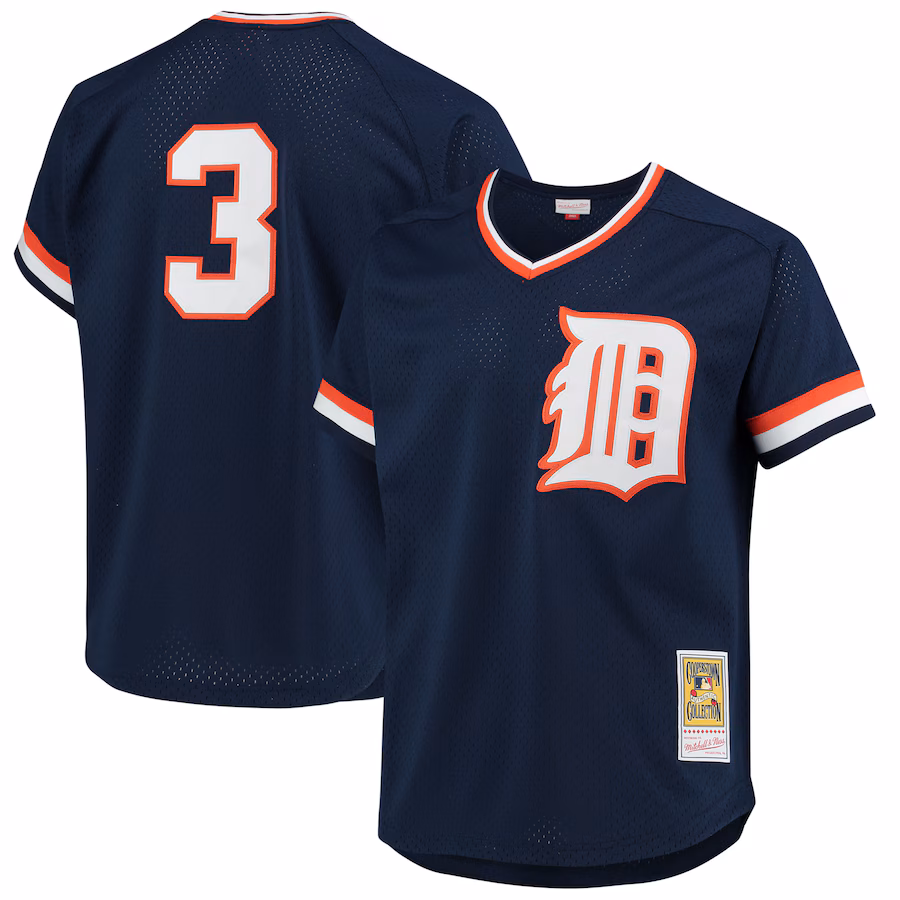 Men's Detroit Tigers Alan Trammell Mitchell & Ness Navy 1984 Authentic Copperstown Collection Mesh Batting Practice Jersey - Puhuasuan