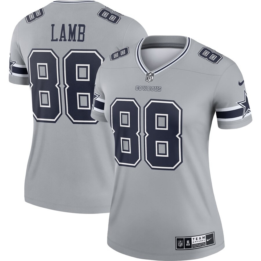 Women's Dallas Cowboys CeeDee Lamb Nike Gray Inverted Legend Jersey - Puhuasuan