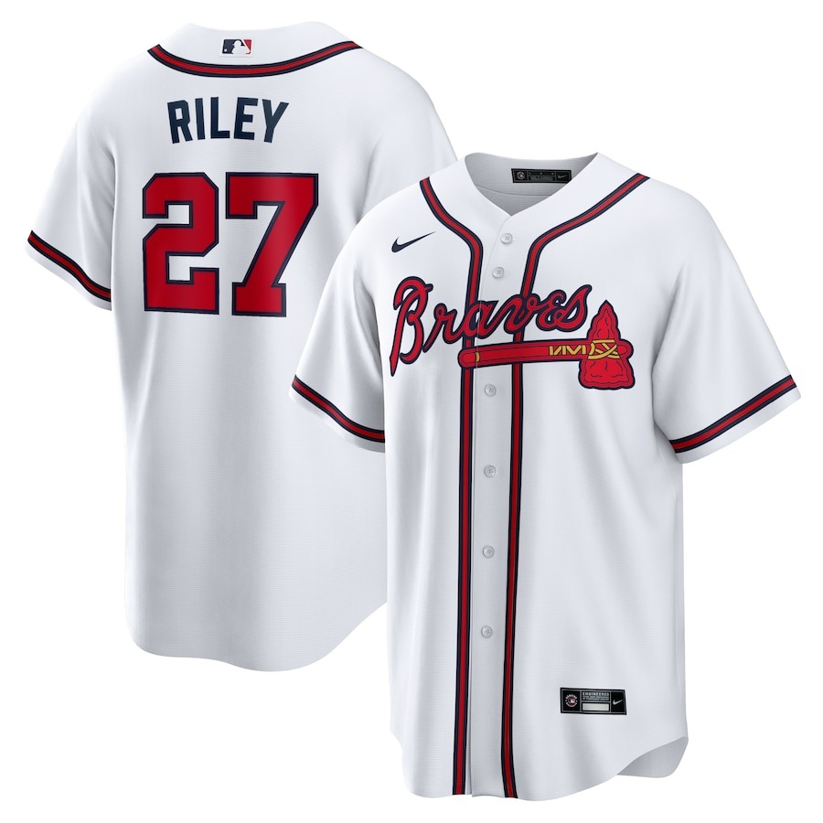 Men's Atlanta Braves Austin Riley Nike White Home Replica Player Jersey - Puhuasuan